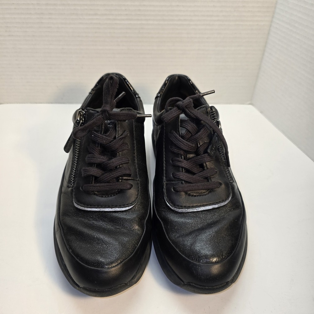 Clarks Artisan Tivoli Zip Leather Sneakers Womens‎ Size 8.5W Black